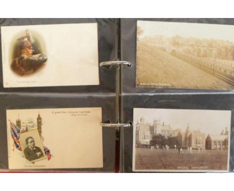 Postcards, a good mixed subject and UK topographical collection of 99 cards in modern album, incl. RPs of Cardiff Rd Caerphil