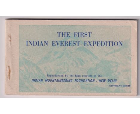 Postcards, The First Indian Everest Expedition booklet containing 12 printed postcards of the failed climbing expedition in 1