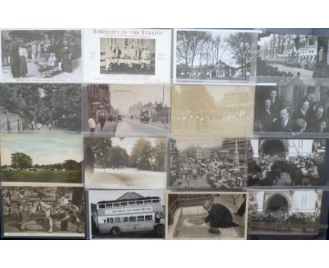 Postcards, a London selection of approx 25 cards with RP's of London Life Beagles no 647N 'Policeman holding up the traffic',
