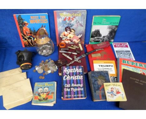 Collectables, to include vintage UK coins and notes (qty. 1950/60s six pence pieces, 1797 cartwheel penny etc.), children's b