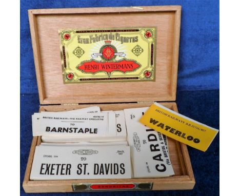 Rail, Luggage Labels, 288 1948-1968 labels for 5 stations, Cardiff, Exeter St. Davids. Waterloo, Waterloo in yellow not cream