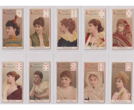 Cigarette cards, Wills, Actresses (Brown back playing card inset) (50/52 missing 2H &amp; QC) (sl marks on some edges fair/gd