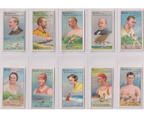 Trade cards, Denmark, Rich's Coffee, Sportsfolk (set, 25 cards) includes Jack Dempsey, Georges Carpentier (both Boxing), Bill