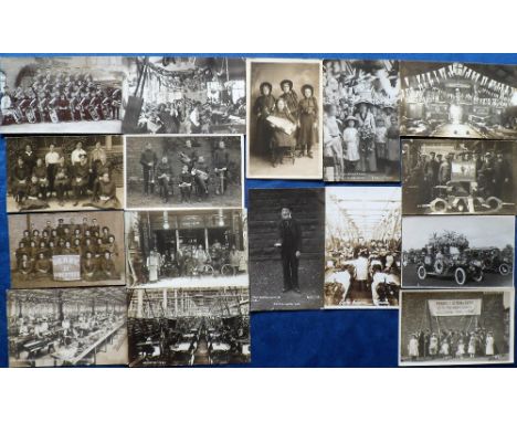 Postcards, Social History,  16 RP cards incl. Bands, Salvation Army, Factory interiors, Jim Salt Bradford characters, Derby s