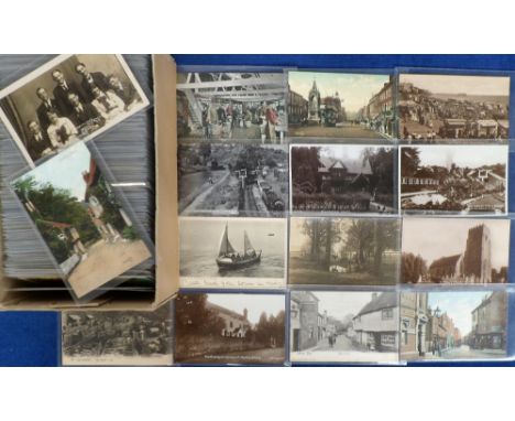 Postcards, a good and detailed collection of approx 430 cards of Kent with RP's of North St Ashford, Park Ave Orpington, Roya