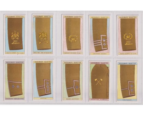 Cigarette cards, Churchman's, Army Badges of Rank, (set, 25 cards) (3 fair, rest gen gd) 