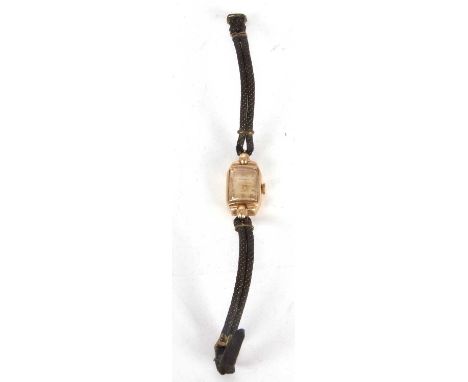 A 9ct gold cased Rotary lady's wristwatch, manually crown wound 15 jewel movement, gold coloured hands with Arabic numeral ho