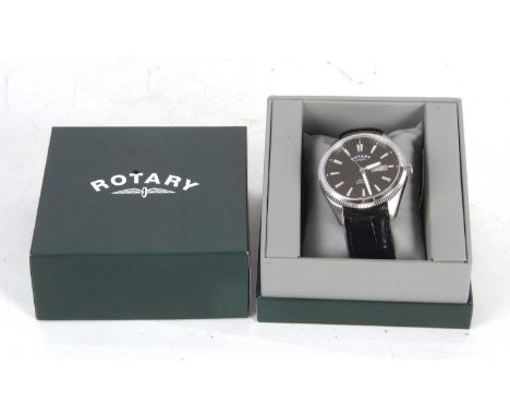 A Rotary Henley gents wristwatch, automatic 21 jewel movement, stainless steel case, black dial with day/date aperture, 42mm 