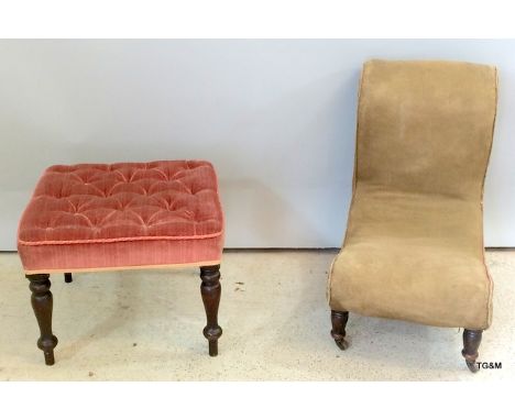 A nursing chair and a foot stool