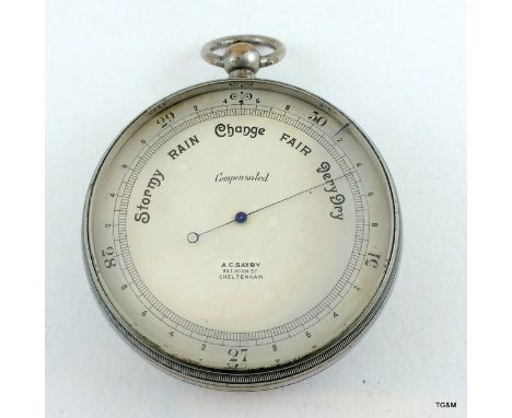 An Edwardian large pocket Barometer by A C Saxby of Cheltenham