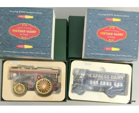 Corgi Vintage of Steam Super Lion Showman's Engine CC20102 and Sentinal Dropside Dairy Wagon CC20002. New MIB