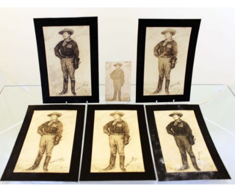A foilo of five prints mounted on card with the original of Captain Daniel Patrick Driscoll the leader of Driscolls Scouts du