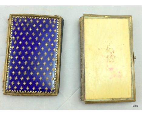 An ivory cased prayer book with enamel cased card holder