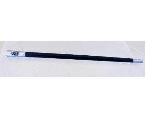 An ebonised swagger stick to the Royal Malaysia Police 56cms overall length with chrome plated top and ferrule