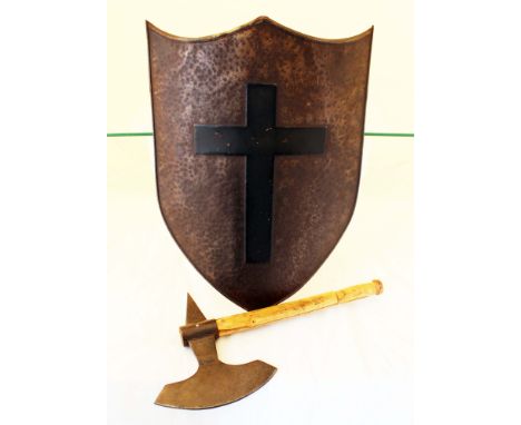 A good quality reproduction shield 60cms x 43cms with a battle axe