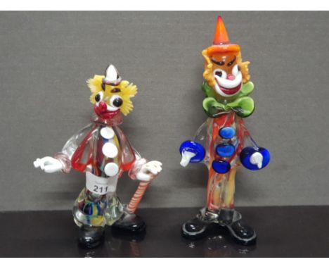 2 MURANO ART GLASS CLOWNS SAS