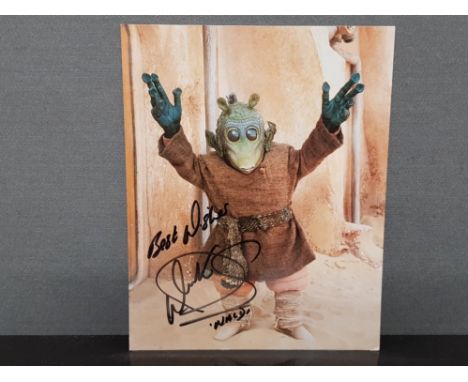STAR WARS THE PHANTOM MENACE WALDE COLOUR PUBLICITY PHOTOGRAPH SIGNED BY THE ACTOR WARWICK DAVIS WHO PLAYED THE CHARACTER 8X1