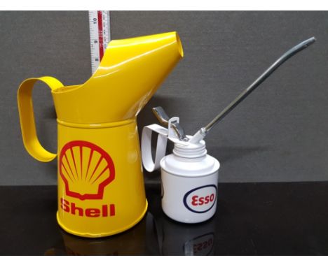 1 LITRE SHELL OIL CAN AND ESSO OIL CAN