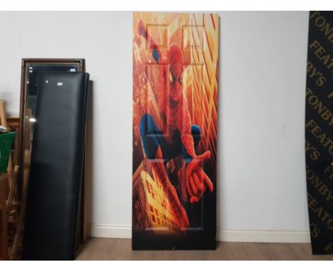 ART WRAPPED BEDROOM DOOR DECORATED WITH A SPIDERMAN AND TIGGER THEME  71.5CM BY 198.5CM