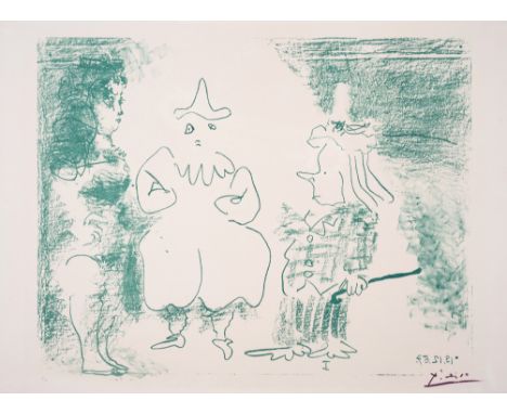 Pablo Picasso (1881-1973)L'Ecuy&egrave;re et les Clowns (Bloch 843; Mourlot 304)Lithograph printed in green, 1957, second sta
