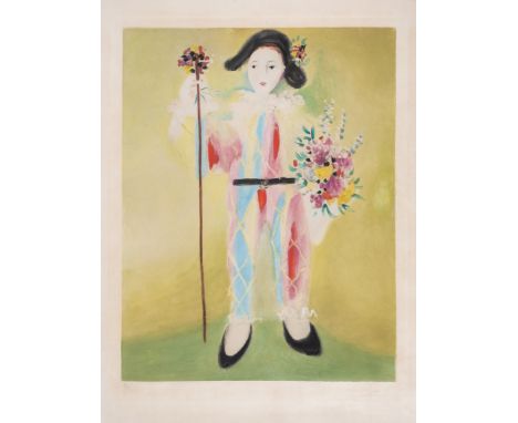 Pablo Picasso (1881-1973) after.Le Petit Pierrot aux FleursAquatint printed in colours on chine collé, circa 1960, signed in 