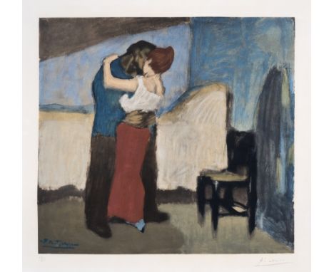 Pablo Picasso (1881-1973) after.L'ÉtreinteCollotype with stencil printed in colours, circa 1950, signed in pencil, numbered f