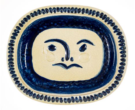 Pablo Picasso (1881-1973)Visage Gravé Sur Fond Grège (Ramié 29)White earthenware ceramic plate, partially engraved, with colo