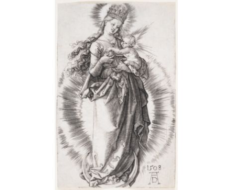 Albrecht D&uuml;rer (1471-1528Virgin on the Crescent with a Starry CrownEngraving, 1508, an excellent Meder II a impression, 