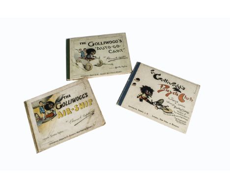 Florence K Upton Golliwogg books, The Golliwogg’s Airship, The Golliwogg’s Auto-Go-Cart and The Golliwogg’s Bicycle Club (som