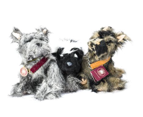 Two Charlie Bears dogs, Difor —13½in. (34cm.) long and Pooch; and skunk hand puppet