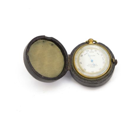 Late Victorian J.H. Steward Ltd compensated aneroid barometer, brass cased with silvered dial and altimeter scale to outer ed