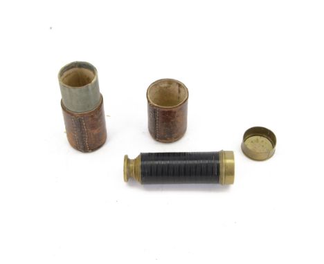 19th century six draw brass telescope, in leather case