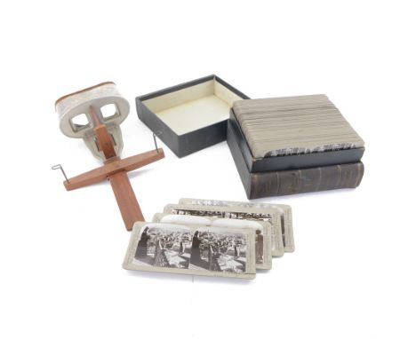 The Underwood Travel Library 'Palestine' stereoscope cards volumes I & II, together with an Underwood & Underwood stereoscope