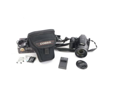 Nikon Coolpix P900 digital camera serial no. 40116983, with a Nikkor 83x wide optical zoom ED VR 4.3-357mm 1:2.8-6.5 lens, bo