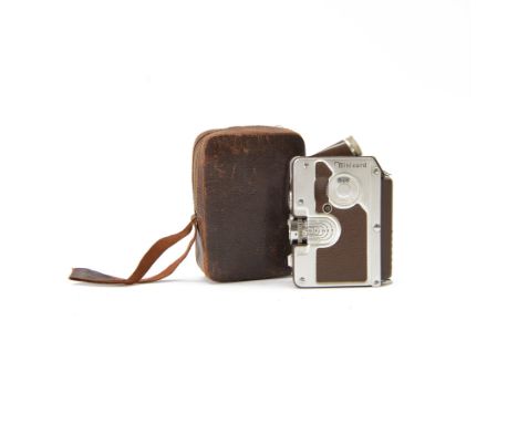 Goerz Minicord Sub-Miniature 16mm camera, serial no. 16878, with a Helgor 1:2 f=2.5cm lens serial no. 16563, in leather carry