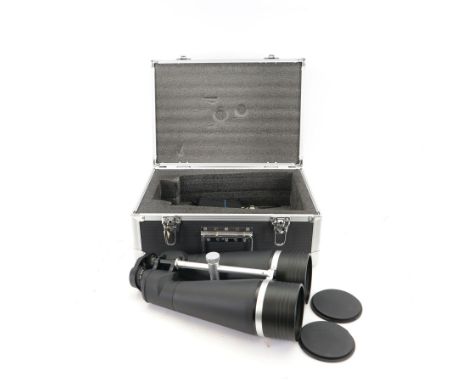 Helios stellar-II 20 x 100 waterproof binoculars, with lens caps and strap, contained within flight case