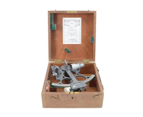 Kelvin Hughes Sextant no. 70584, with calibration note for 1967, in wooden box