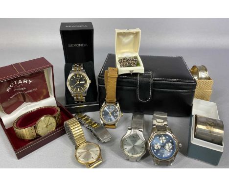 GENTS WRISTWATCHES & OTHER ITEMS, Rotary quartz with circular 9ct gold case, Tissot automatic in gold plated case, Sekonda bi