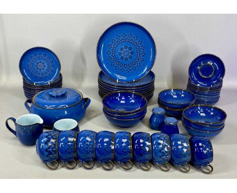 DENBY 'MIDNIGHT' PATTERN DINNER & TEA SERVICE including lidded circular two-handled tureen, ten 26cm dinner plates, seven cup
