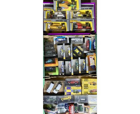 CORGI ONYX VANGUARDS, BURAGO & SIMILAR SCALE MODEL DIE CAST VEHICLES, including touring cars, Formula 1 cars, Land Rovers and
