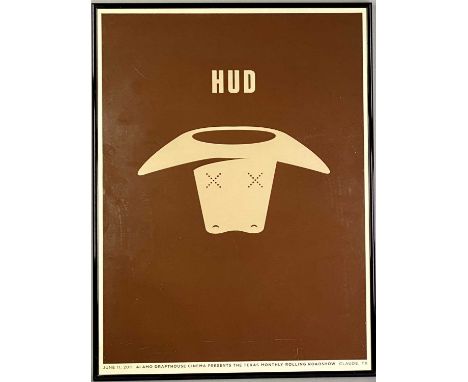 BI-COLOUR SCREEN PRINT POSTER FOR 'HUD', June 11th 2011, 'Alamo Drafthouse Cinema Presents the Texas Monthly Rolling Roadshow