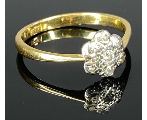 9CT GOLD DIAMOND CLUSTER RING, floral setting, size Q-R, 2.6gmsProvenance: private collection Ynys Mon