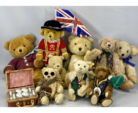 GROUP OF COLLECTABLE TEDDY BEARS (9) including Beefeater, Ganz, Steiff and Franklyn HeirloomProvenance: private collection De