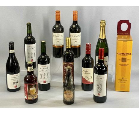 WINES & SPIRITS including Glenmorangie 10 year old single malt scotch whiskey, one bottle, red wines including Shiraz, Claret