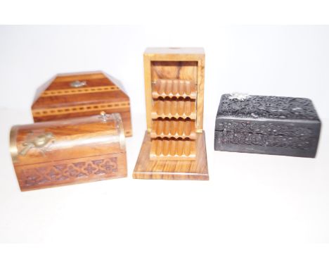 3 Various boxes together with a cigarette dispenser 