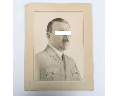 Third Reich Adolf Hitler Portrait Picture, image in pencil drawing style of the leader of the Third Reich in political leader