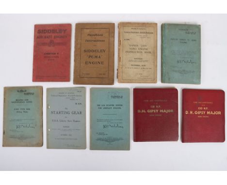 Aircraft Engine Instruction Manuals: Early some dated 1918 manuals to include 1918 dated Sddeley Puma Engine, 1918 Napier Lio