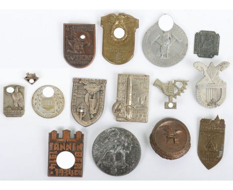 Grouping of WW2 German / Third Reich Rally Badges, various organisations and dates including fine example with SA dagger. Acc