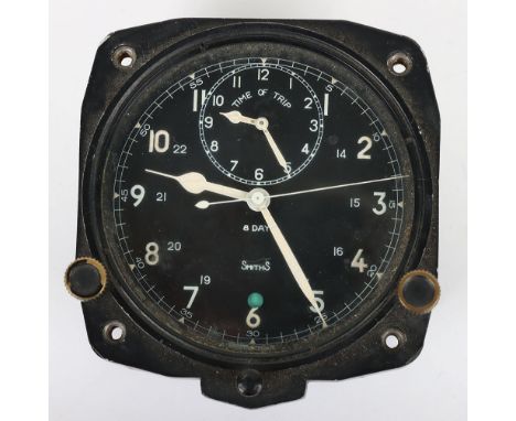 Smiths 8 Day Aircraft Clock: Clock being vintage windup with clean dial and working order,  8.8 cms wide, stamped and label t