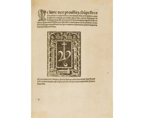 Crescentiis (Petrus de) Le livre des prouffitz champestres et ruraulx, collation: a8 b-z8 A-H8 J8, double column, title with 